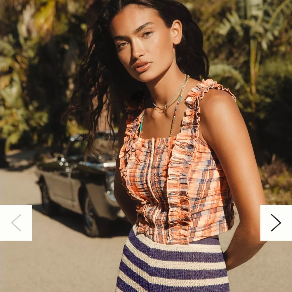 Verb ruffled plaid tank